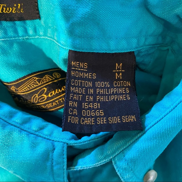 Mens Vintage Eddie Bauer Rufton Twill button down shirt in green teal size M - Picture 10 of 11